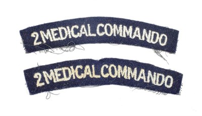 Lot 114 - A Pair of Second World War Embroidered Wool Shoulder Titles, to 2 Medical Commando