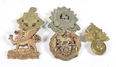 Lot 116 - Five Second World War Plastic Economy Cap Badges, comprising Bedfordshire & Hertfordshire, The...