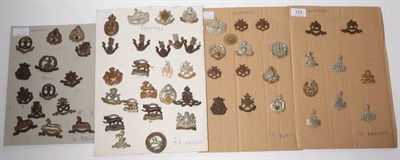 Lot 122 - A Collection of Fifty Nine Infantry Regimental Cap and Collar Badges, in bronze, brass, white metal