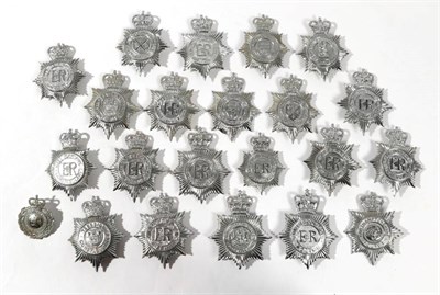 Lot 128 - A Collection of Twenty Two Police Helmet Plates, in chrome, each with Queen's crown, including...