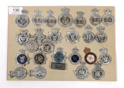 Lot 130 - A Collection of Twenty Four Police Cap Badges, including a brass and blue enamelled example to West