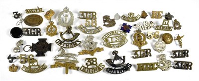 Lot 133 - A Collection of Approximately Thirty Five Shoulder Titles and Badges, including a pair Indian 123rd
