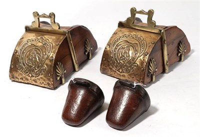 Lot 145 - A Pair of Late 19th Century Spanish Walnut Stirrups, each with burred steel tread, brass...