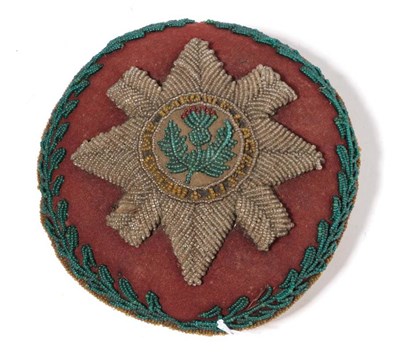 Lot 146 - An Early 20th Century Beadwork Pin Cushion to the Scots Guards, of circular form, worked with...