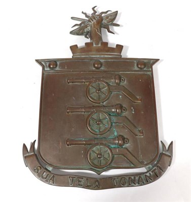 Lot 148 - An Early 20th Century Bronze Wall Plaque to the Army Ordnance Corps, of shield form cast with three