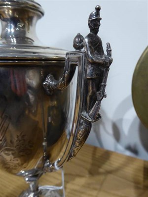 Lot 159 - A Victorian Silver Regimental Shooting Trophy Cup and Cover, of two-handled, semi-ovoid form,...