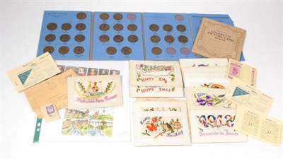 Lot 171 - A Collection of Twenty-Two First World War Embroidered Silk Postcards, and other items,...