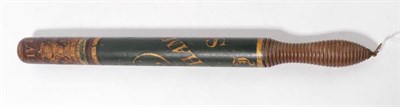 Lot 187 - A William IV Special Constable's Walnut Truncheon, the long cylindrical body painted with swags...