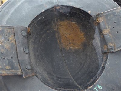Lot 191 - An English Civil War Pikeman's Helmet, the two piece skull with folded raised medial ridge, the two