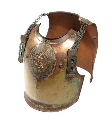 Lot 196 - A French Napoleonic Breast and Back Plate, of steel applied with brass plates, the breast plate set