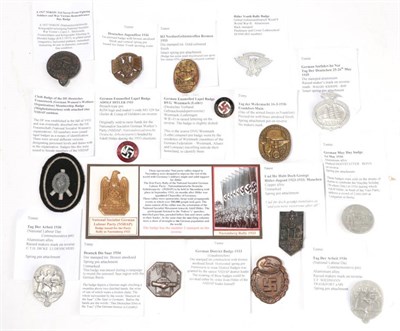 Lot 213 - A Collection of Sixteen German Third Reich Badges and Tinnies, including NSDAP Nuremberg Rally...