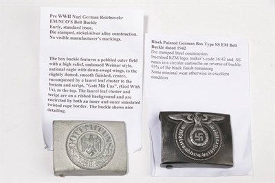 Lot 216 - A German Third Reich Army EM/NCO's Aluminium Belt Buckle, the central plate attached by four...