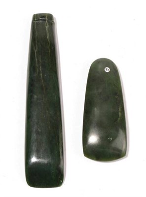 Lot 231 - A Replica Nephrite Maori Adze, probably New Zealand North Island, 190 mm long, 290g, and a...