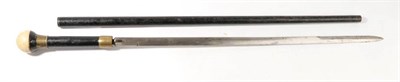 Lot 249 - An Early 20th Century Black Japanned 'Snooker Cue' Swordstick, the 65.5cm single edge steel...