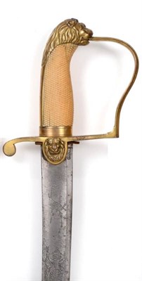 Lot 256 - A Georgian Yeomanry Officer's Sword, the 81cm single edge curved fullered steel blade engraved with