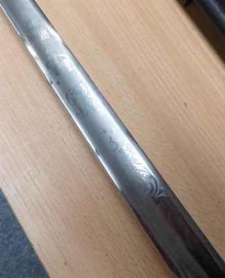 Lot 277 - A George V Indian Army Rifle Brigade Sword, the 82cm fullered steel blade etched with GRI...
