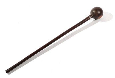 Lot 295 - A Zulu Knobkerrie, of lignum vitae, with large globular head and tapering cylindrical haft, 74cm