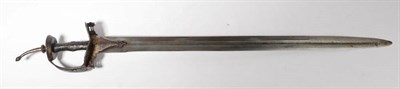 Lot 303 - An 18th Century Indian Khanda, the 75.5cm single edge triple fulllered steel blade double edged for