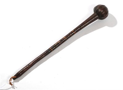 Lot 314 - A 19th Century Fijian Ula (Throwing Club), the slightly fluted globular head on a tapering...