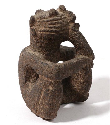 Lot 323 - A Pre-Columbian (Costa-Rican), Sukia-Type, Carved Basalt Figure, depicted seated, his arms...