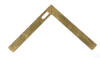 Lot 345 - An Early 19th Century French Folding Set Square and Plumb Level, in brass, 17.5cm