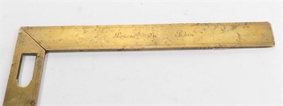 Lot 345 - An Early 19th Century French Folding Set Square and Plumb Level, in brass, 17.5cm