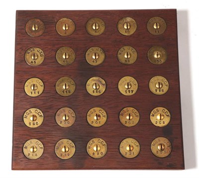 Lot 347 - A Very Interesting Display of Twenty Five Original Brass Butt Stock Discs, all marked to...