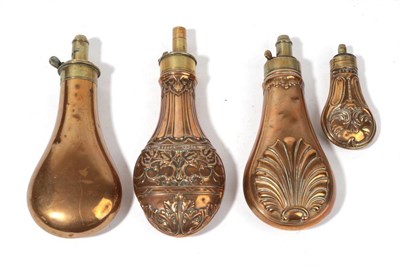 Lot 352 - A 19th Century Copper Powder Flask by James Dixon & Sons, Sheffield, of plain form, with...