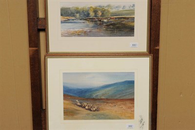 Lot 830 - Brian Irving (20th/21st century) Dales Landscape with two Dogs working Sheep Signed, inscribed...