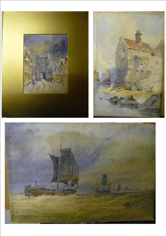 Lot 831 - William James Boddy (1832-1911) "Robin Hood's Bay"; "Micklegate, York in Winter"; Fishing Boats...