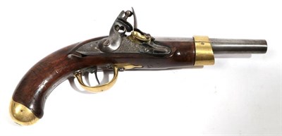 Lot 378 - An Early 19th Century French Flintlock Service Pistol, the 19.5cm steel barrel with brass...