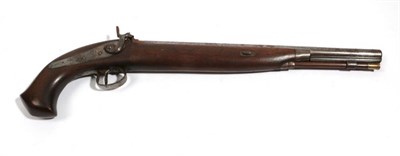 Lot 379 - A 19th Century 28 Bore Percussion Holster Pistol, with 39.5cm round steel barrel, the back...