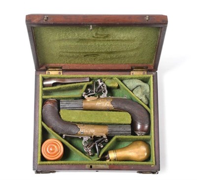 Lot 382 - A Good Pair of Early 19th Century Flintlock Pocket Pistols by Southall, London, each with 3.5cm...