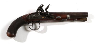 Lot 383 - A Good Late 18th Century Flintlock Greatcoat Pistol by G. Wallis of Hull, 40 bore, the 18cm...