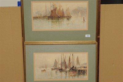 Lot 835 - Frank Rousse (fl.1897-1917) Fishing Boats on the River Esk, Whitby; Figures and Fishing Boats...