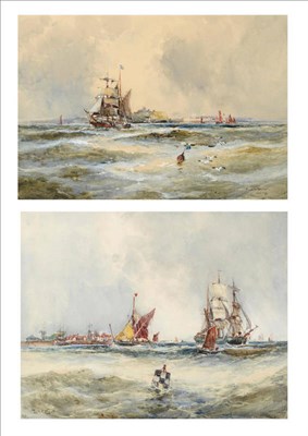 Lot 836 - Frank Henry Mason RI (1876-1965) "Whitby"; Fishing Boats off a Harbour Both signed and one...