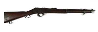 Lot 418 - A Martini-Enfield .450 Carbine, the 54cm steel barrel with hinged ladder rear sight, various...