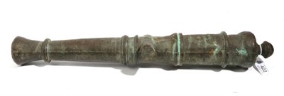 Lot 422 - A Bronze Cannon Barrel, with stepped flared muzzle, ring knopped barrel, cylindrical trunnions...