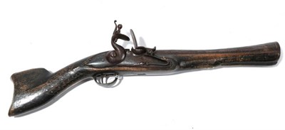 Lot 430 - An 18th Century Turkish Flintlock Blunderbuss, the 31cm steel barrel inlaid with grasses and...