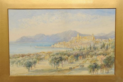 Lot 838 - Mary Weatherill  (1834-1913) View in the South of France, possibly Old Monaco from the gardens...