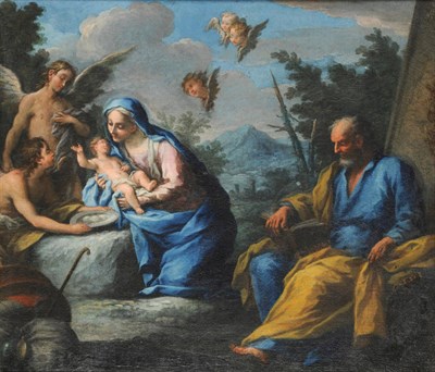 Lot 839 - Circle of Pier Francesco Mola (1612-1666) The Holy Family with Attendant Figures and Angels in...