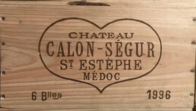 Lot 2029 - Chateau Calon-Ségur 1996 Saint Estèphe 6 bottles owc 92/100 Robert Parker