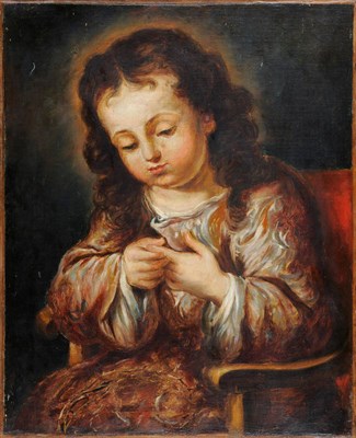 Lot 841 - Follower of Alonso Cano (18th century) Spanish Portrait of a Seated Child Oil on canvas, 47cm...