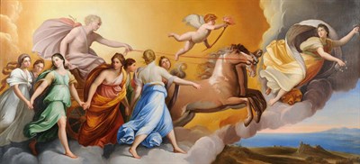 Lot 843 - After Guido Reni (19th century) "Aurora" Oil on canvas, 91.5cm by 195cm  An early 19th century copy