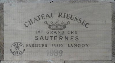 Lot 2071 - Chateau Rieussec 1989 Sauternes 12 bottles owc 97/100 James Suckling