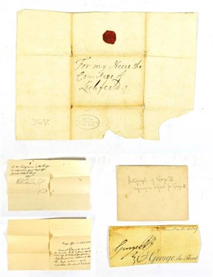 Lot 70 - Royal Signatures and Seals James II Red wax seal on an envelope addressed to his niece The Countess