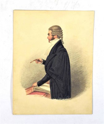 Lot 76 - [Presumed to be Richard Dighton Junior]A barrister at court, c.19th century, gouache and pencil...