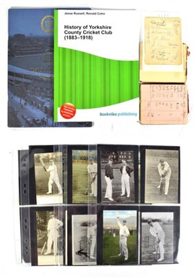 Lot 102 - Cricket Ephemera Yorkshire County Cricket Club Signed autograph album page bearing pencil...