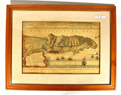 Lot 133 - Basire, J. (sculp.) Plan of the Town and Fortifications of Gibraltar, 1738, hand-coloured,...