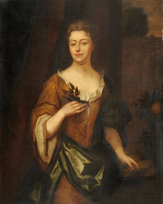 Lot 864 - English School (18th century) Portrait of an Elegantly Dressed Lady, three quarter length,...